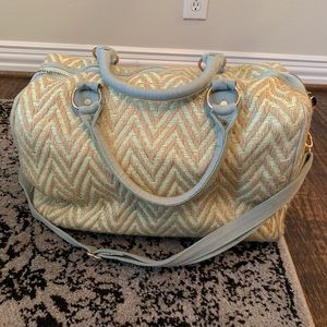 Deux Lux raffia woven weekender bag